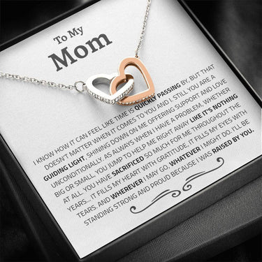 Mom 'Raised By You' Interlocking Hearts Necklace - Love You This Much